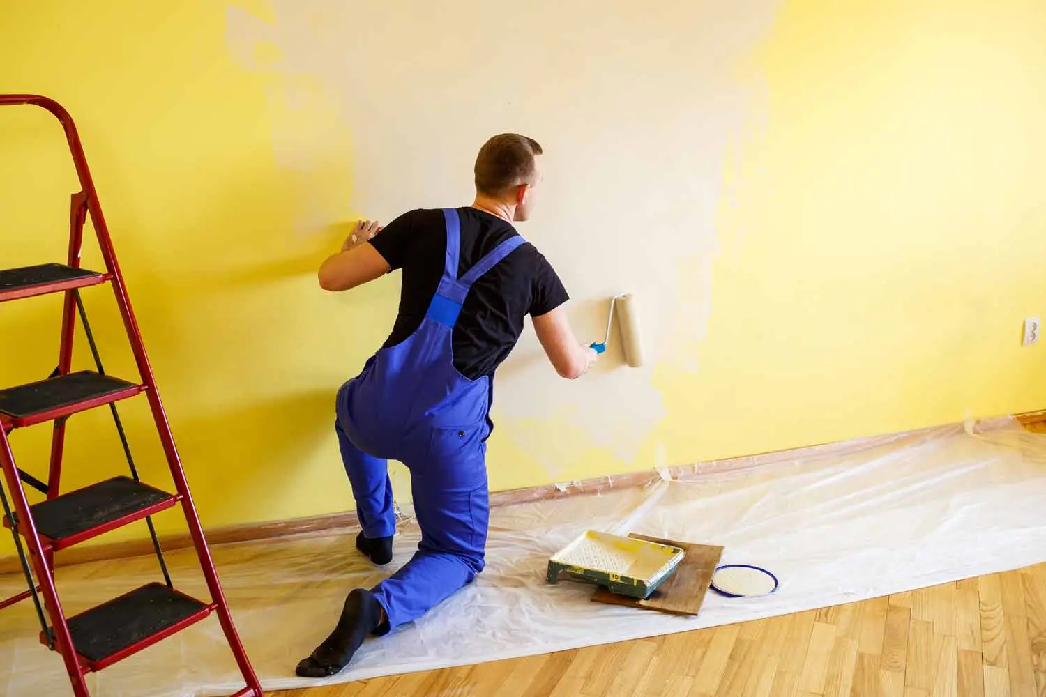 handyman-melbourne-palm bay-[paint] a-man-paints-the-wall-in-the-house-with-a-roller-1500
