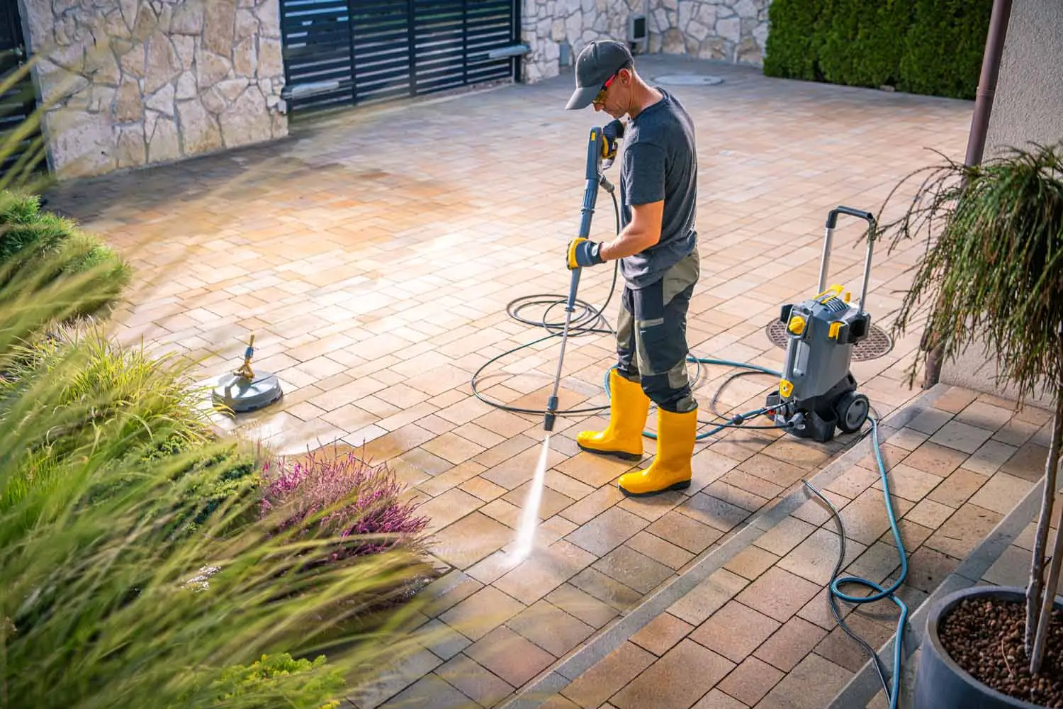 handyman-melbourne-palm bay-[pressure wash] man-using-a-pressure-washer-to-clean-patio-1500
